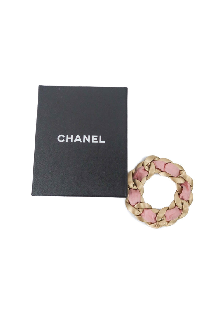 Chanel pink fabric link bracelet (nwt; retail $525)