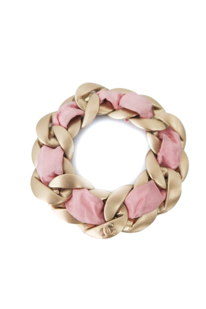 Chanel pink fabric link bracelet (nwt; retail $525)