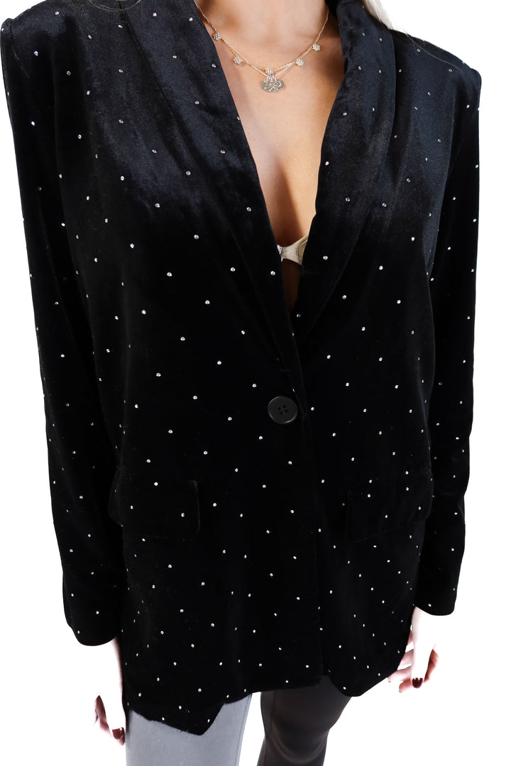 Vici black rhinestone blazer (XS; retail $88)