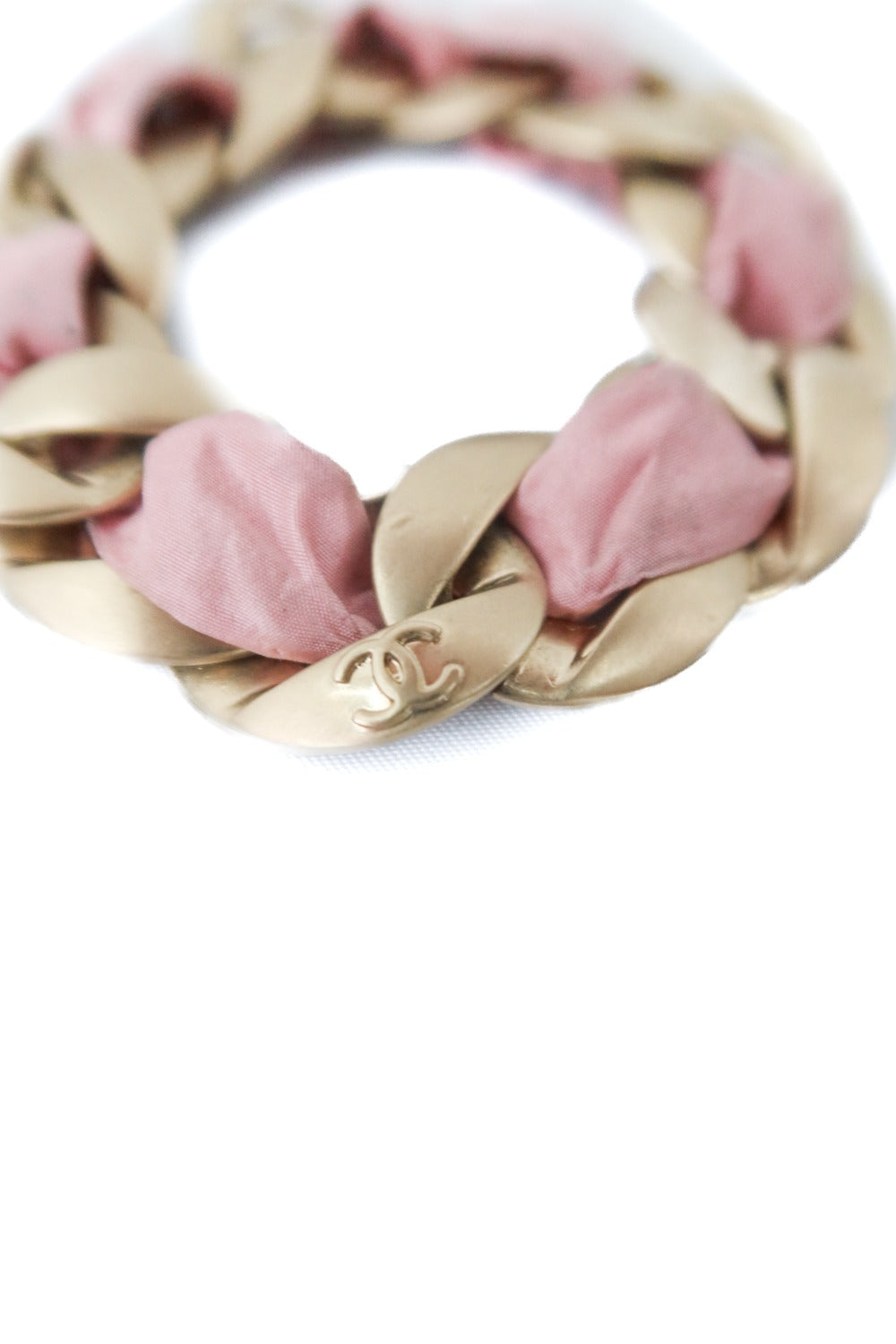 Chanel pink fabric link bracelet (nwt; retail $525)