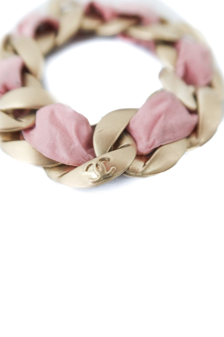Chanel pink fabric link bracelet (nwt; retail $525)