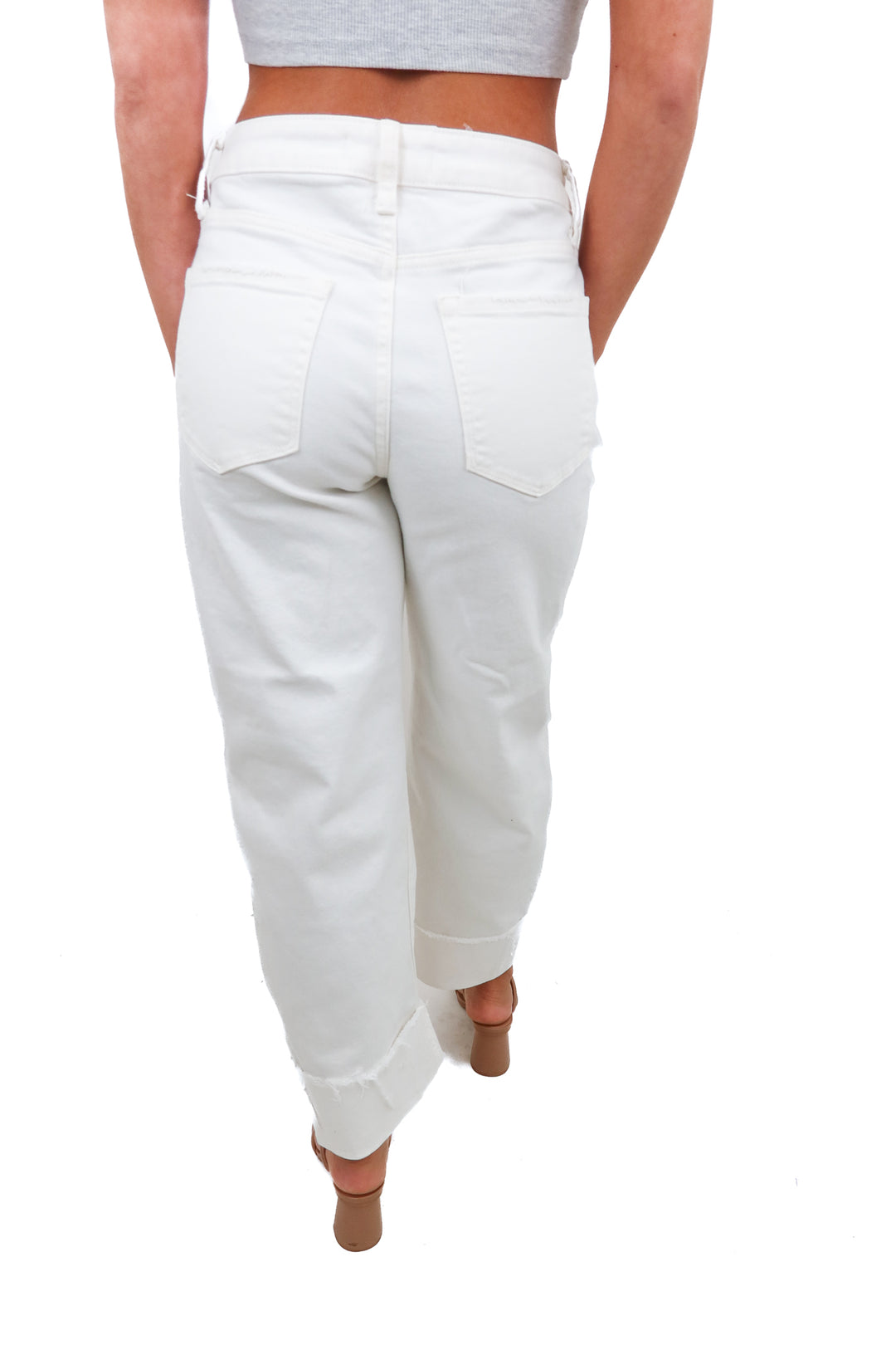 vici white cuffed straight leg jeans (26; retail $78)
