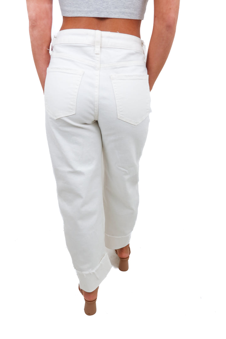 vici white cuffed straight leg jeans (26; retail $78)