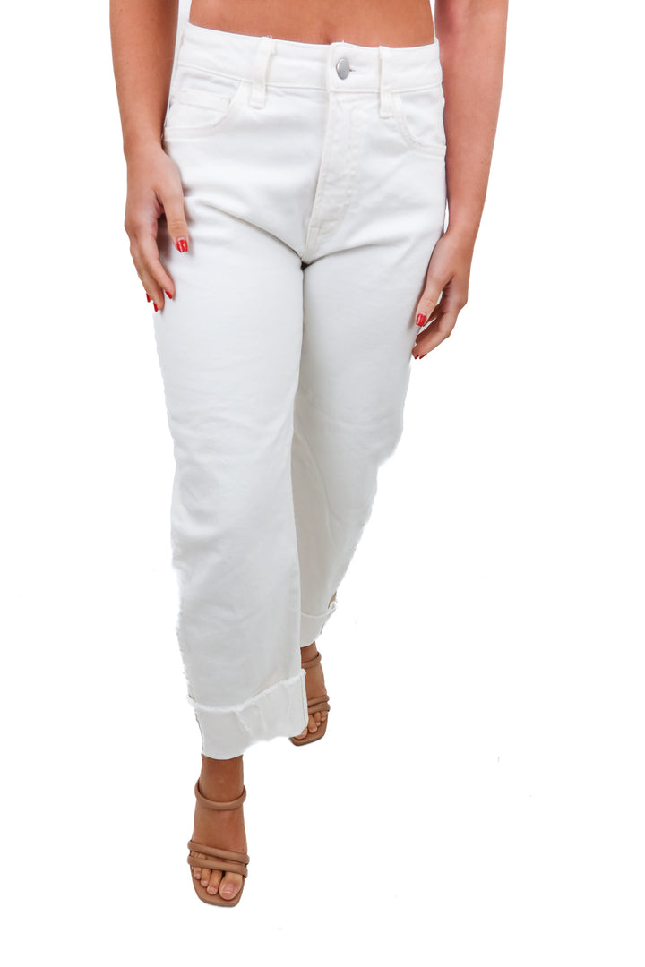vici white cuffed straight leg jeans (26; retail $78)