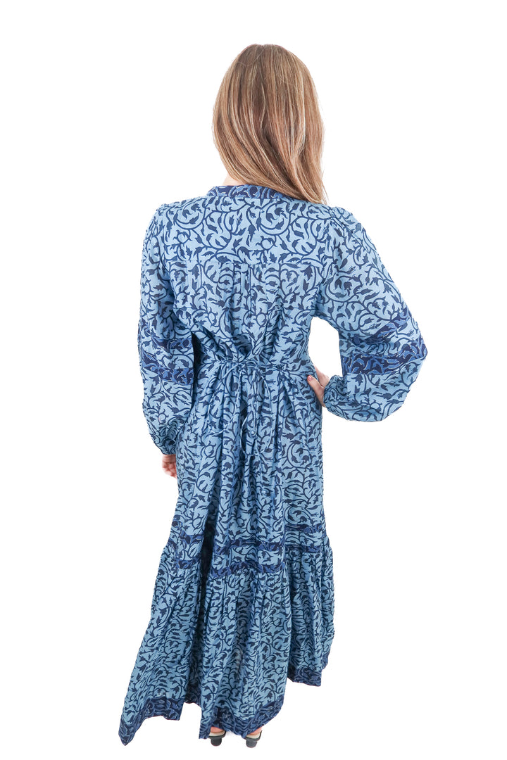 hannah blue long sleeve maxi dress (0; retail $485)