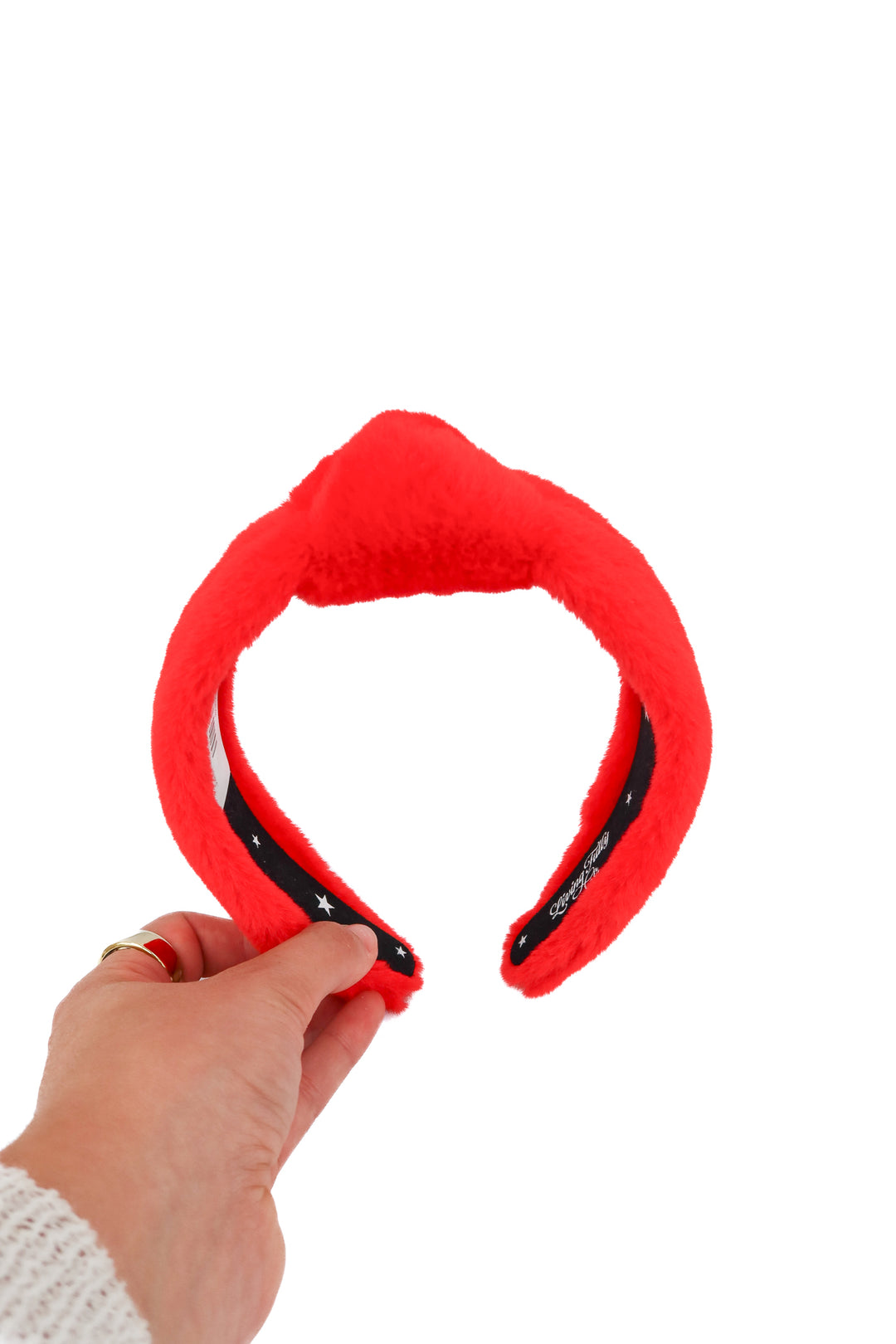 Living fully red fuzzy headband
