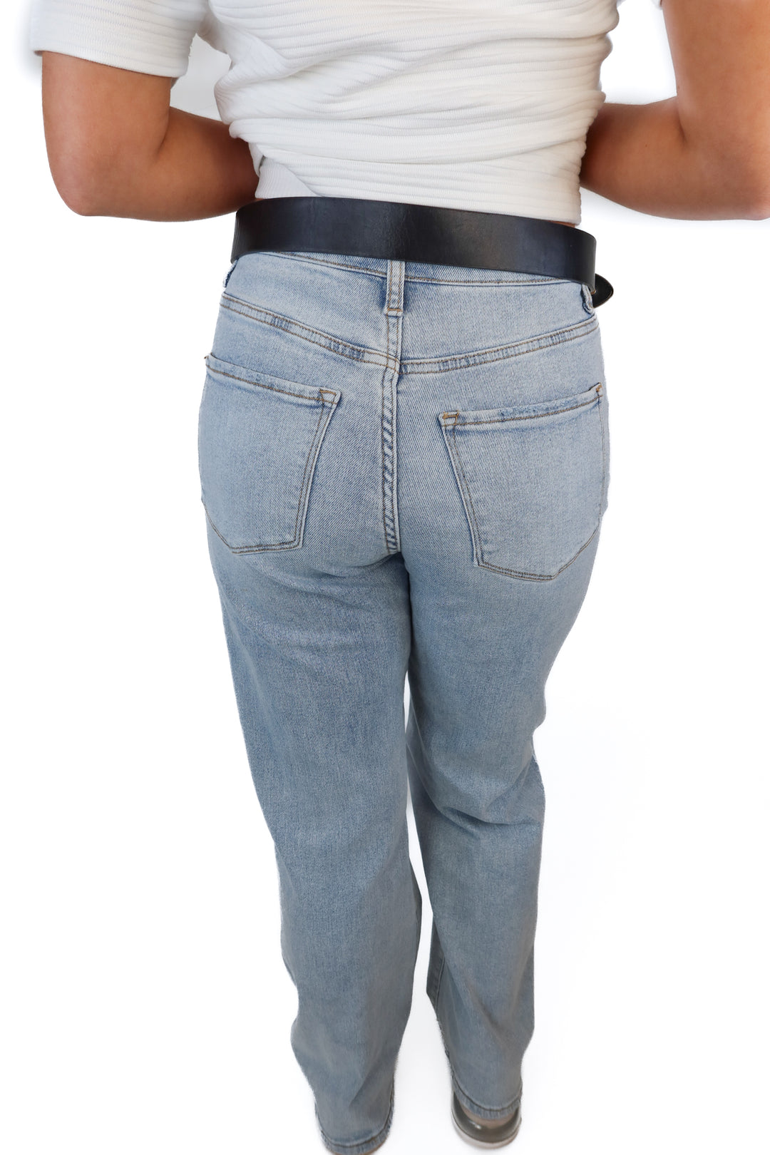 Black Faux Leather Silver Double Buckle Belt