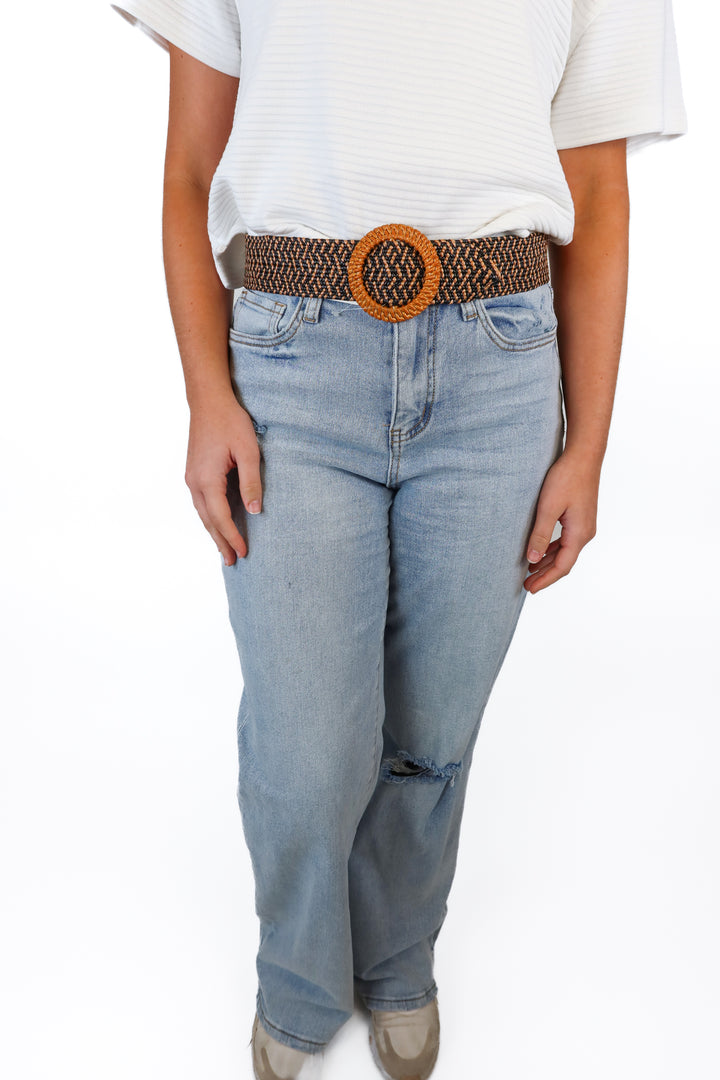 Anthropologie Black & Tan Woven Belt NWT (M; Retail $50)