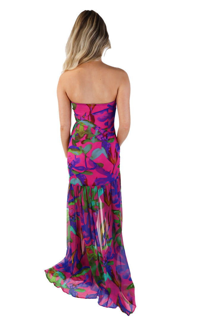 Retrofete pink strapless maxi dress (s; retail $598)