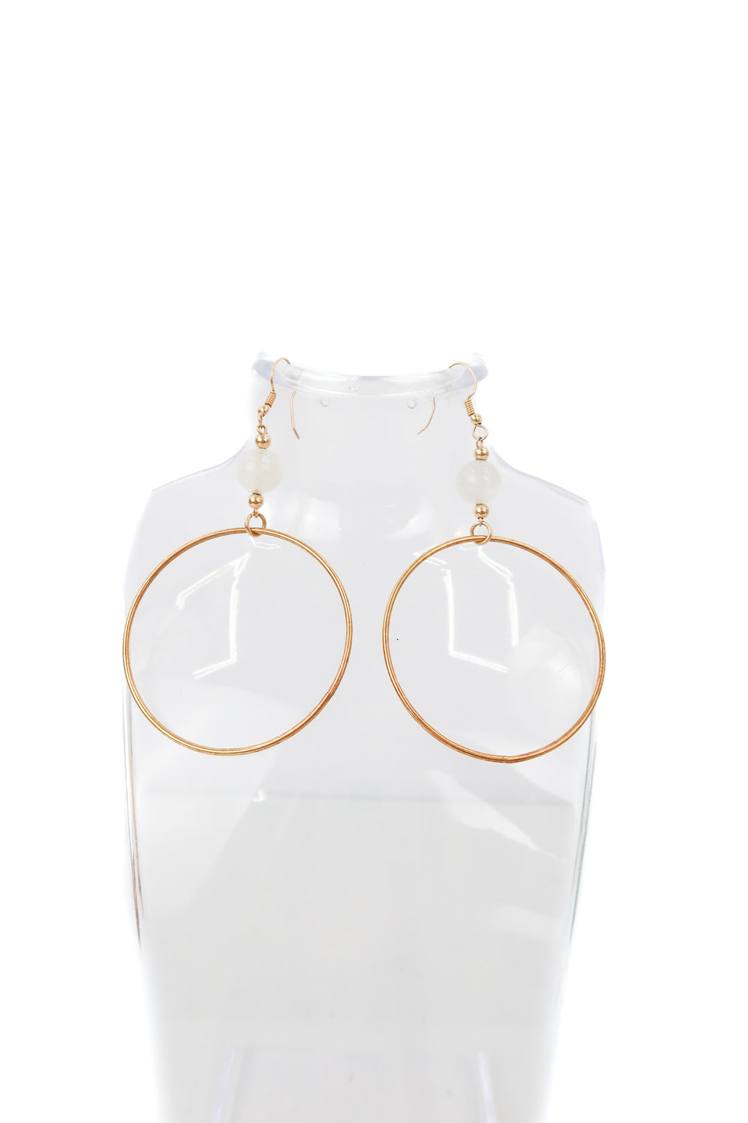 Gold hoops with white bead