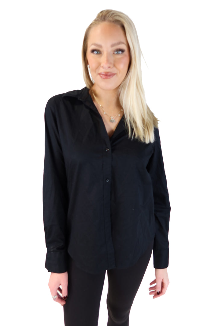 Liz Claiborne Black Button-Down Shirt (M)