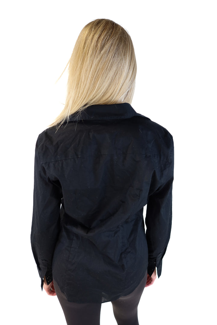 Liz Claiborne Black Button-Down Shirt (M)