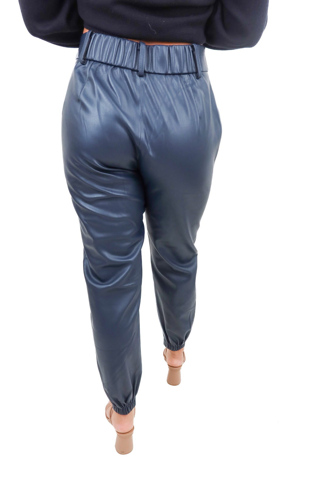 Brochu Walker blue vegan leather jogger (S; retails $388)