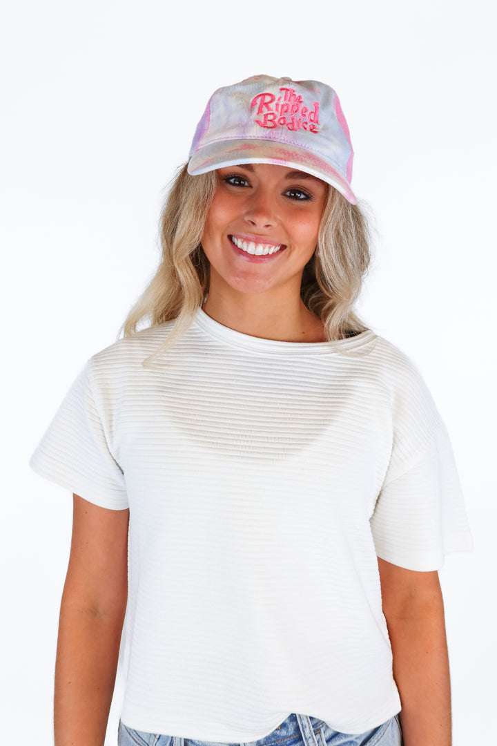 "The Ripped Bodice" Tie-Dye Cap; retails for $30