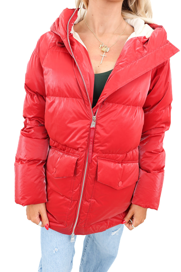 Varley red puffer jacket (S)