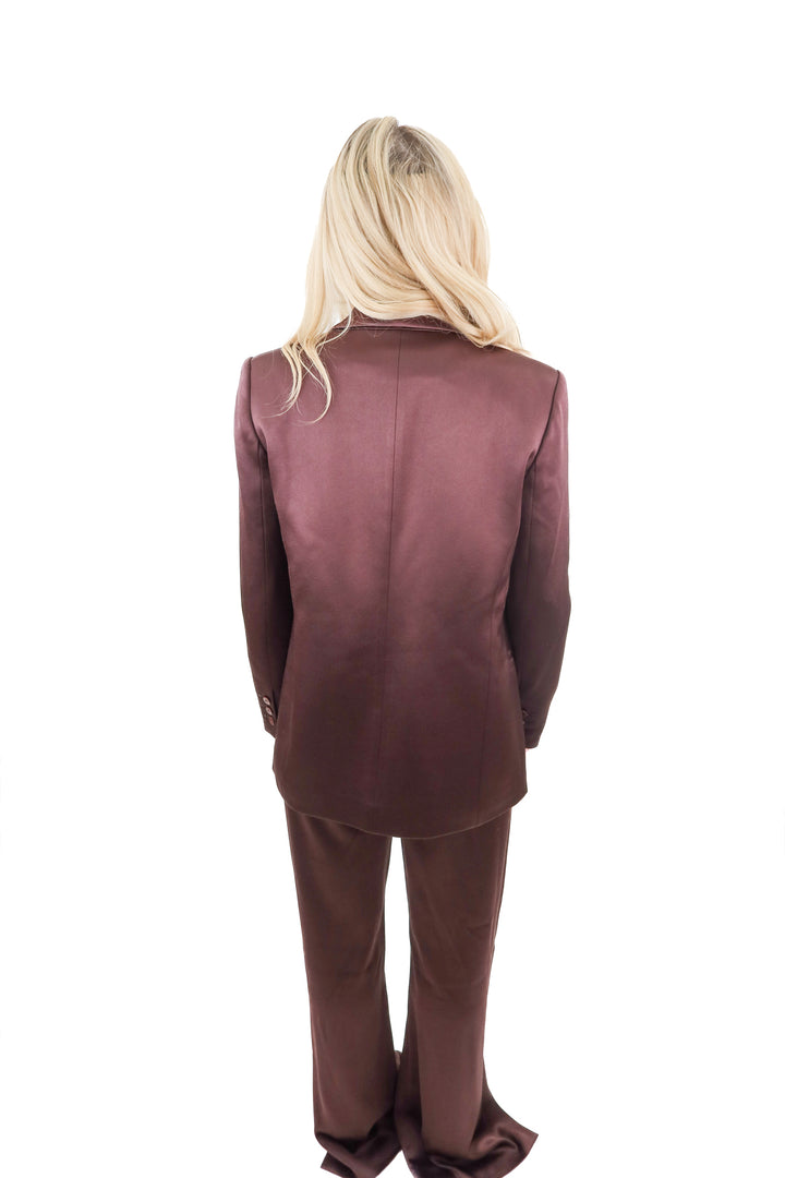 alice + olivia brown satin blazer set (2; retail $780)
