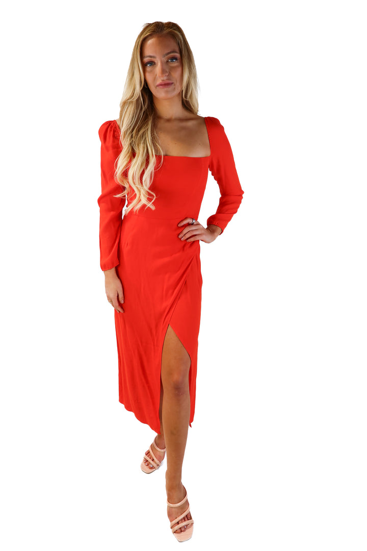 Reformation orange wrap maxi dress (s; retails for $348)