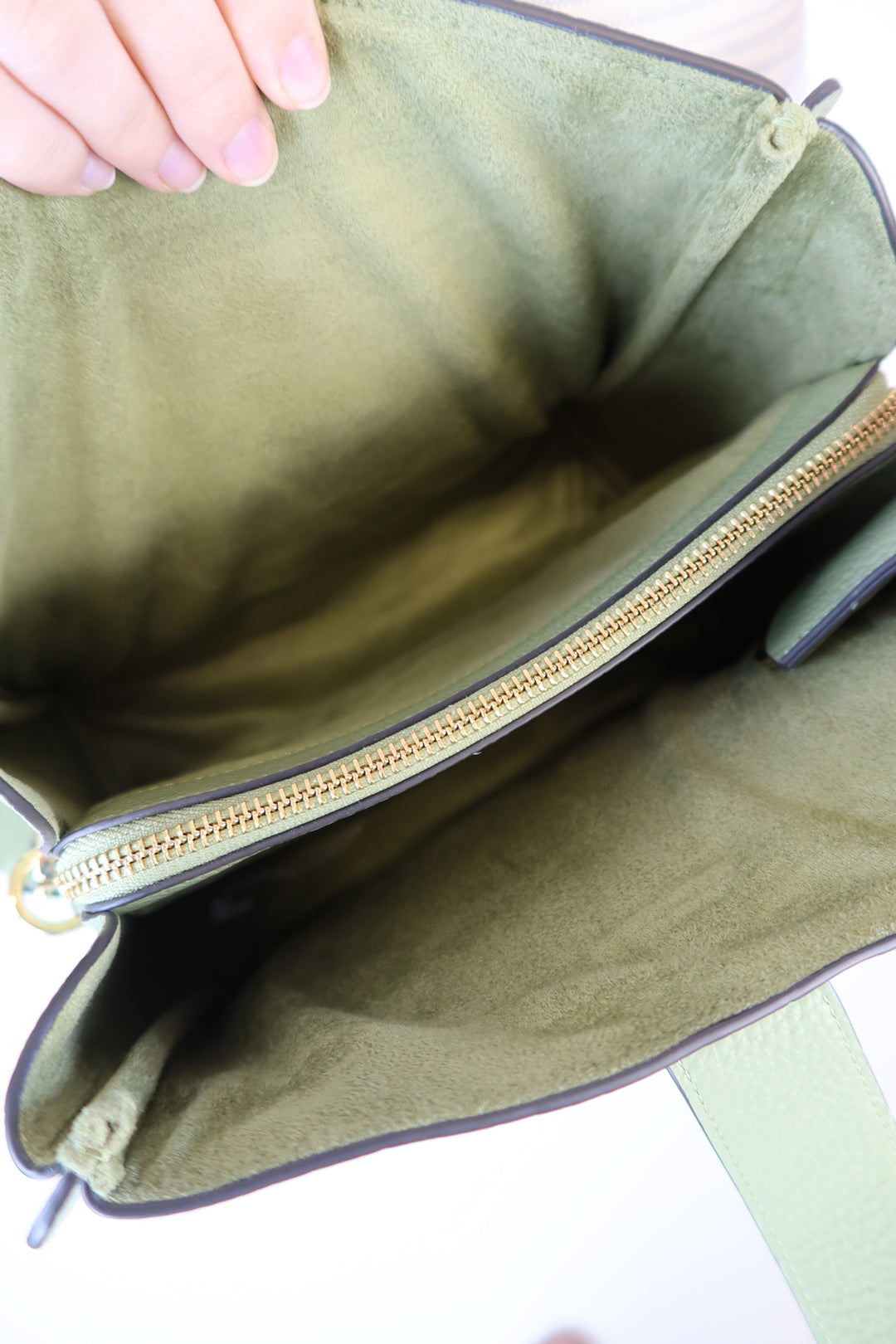radley sage green leather cross body bag