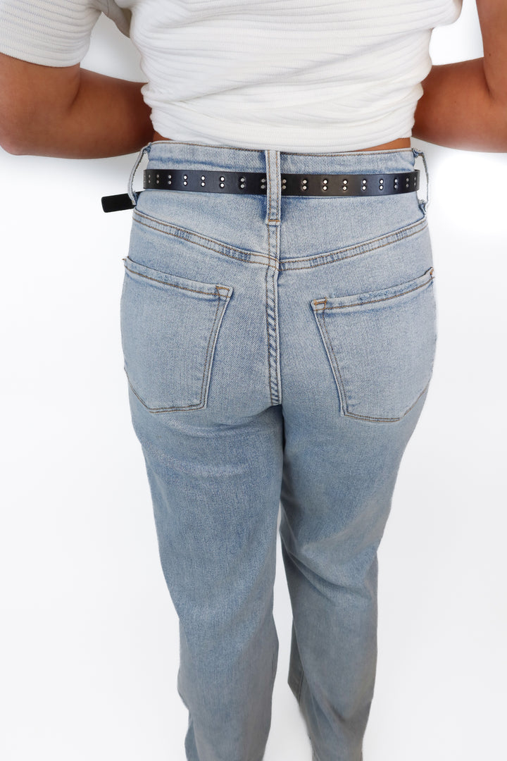 AllSaints Slim Black Studded Belt