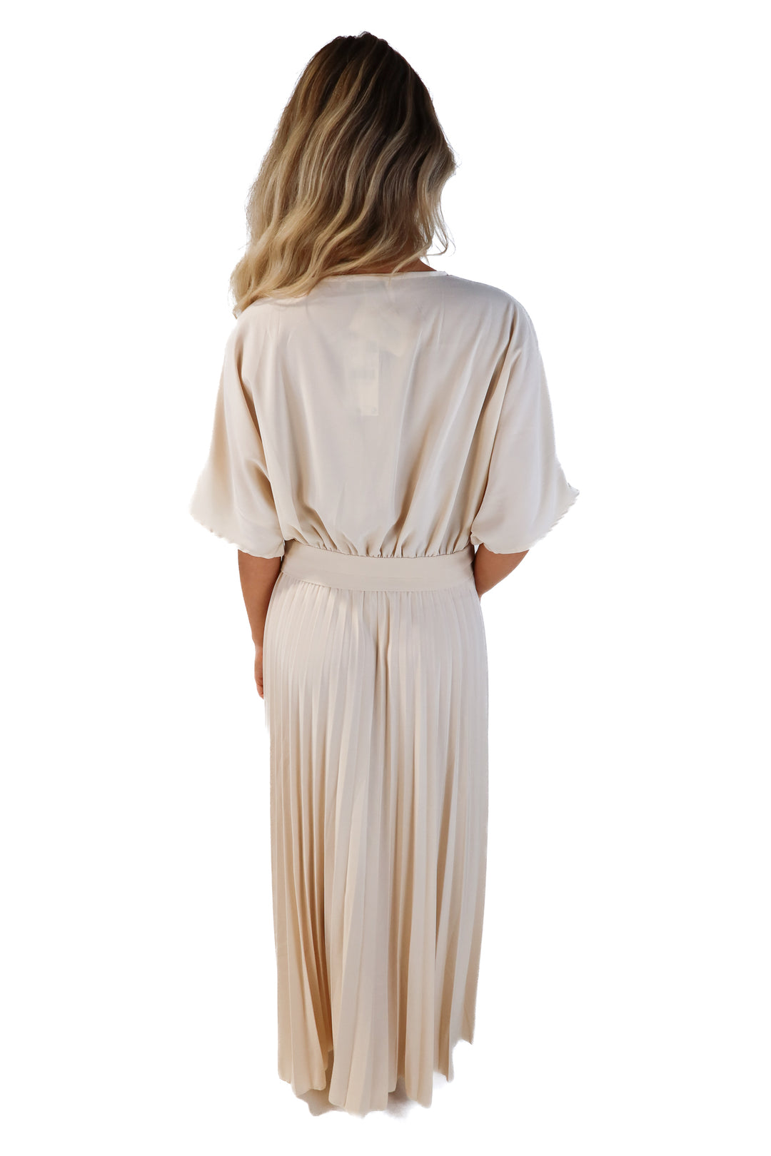 MNG beige pleated maxi dress NWT (M; retails for $99.99)