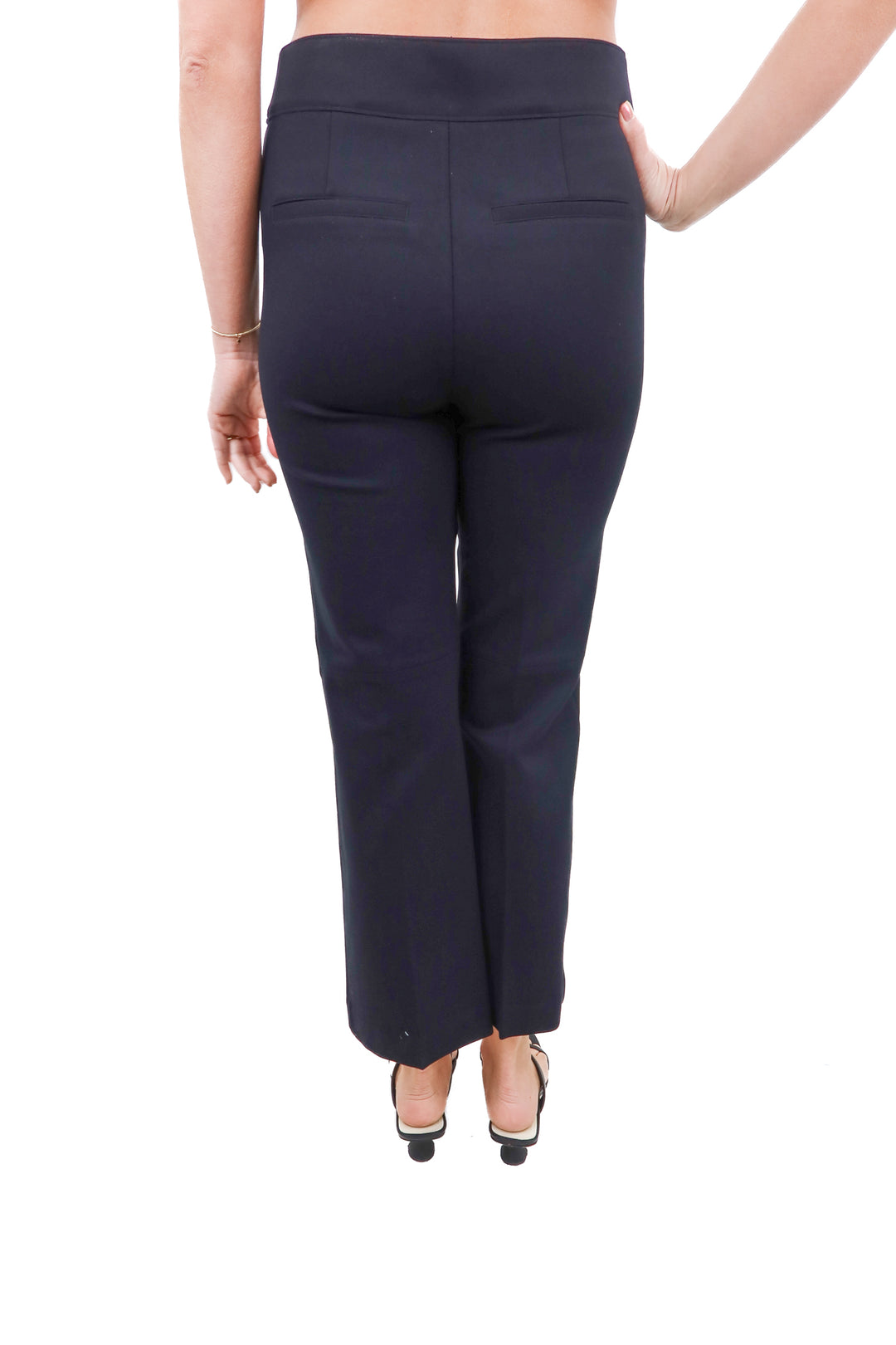 spanx black flare leg pull on trousers (s; retail $158)