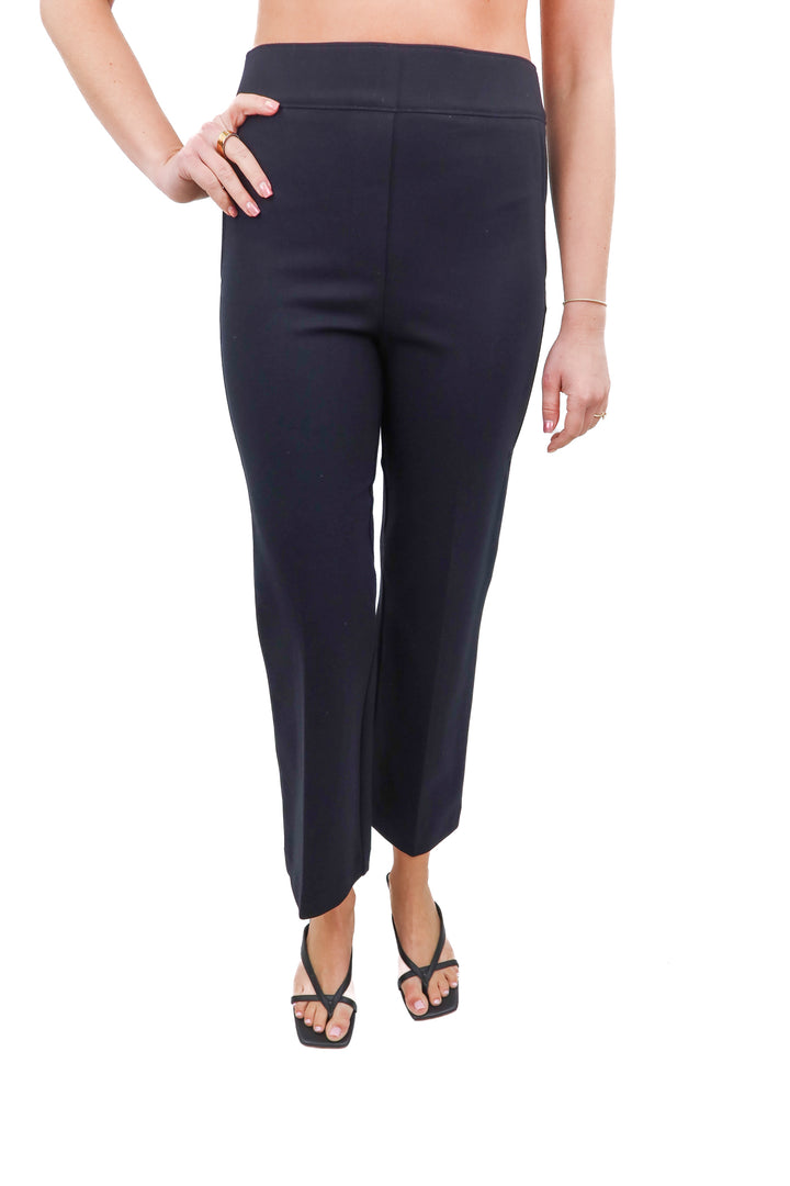 spanx black flare leg pull on trousers (s; retail $158)