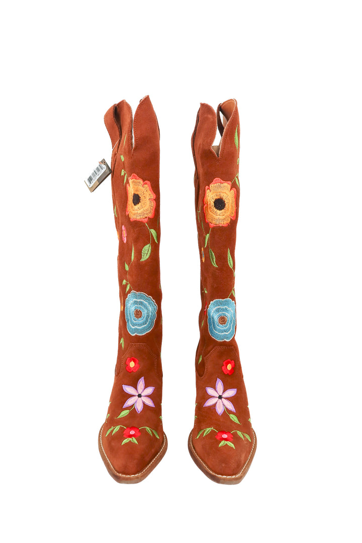 Dingo tall brown suede floral boots NWT (7; retail $219.95)