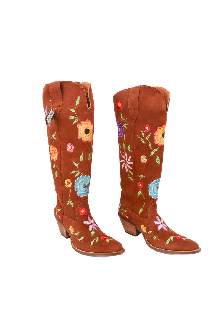 Dingo tall brown suede floral boots NWT (7; retail $219.95)