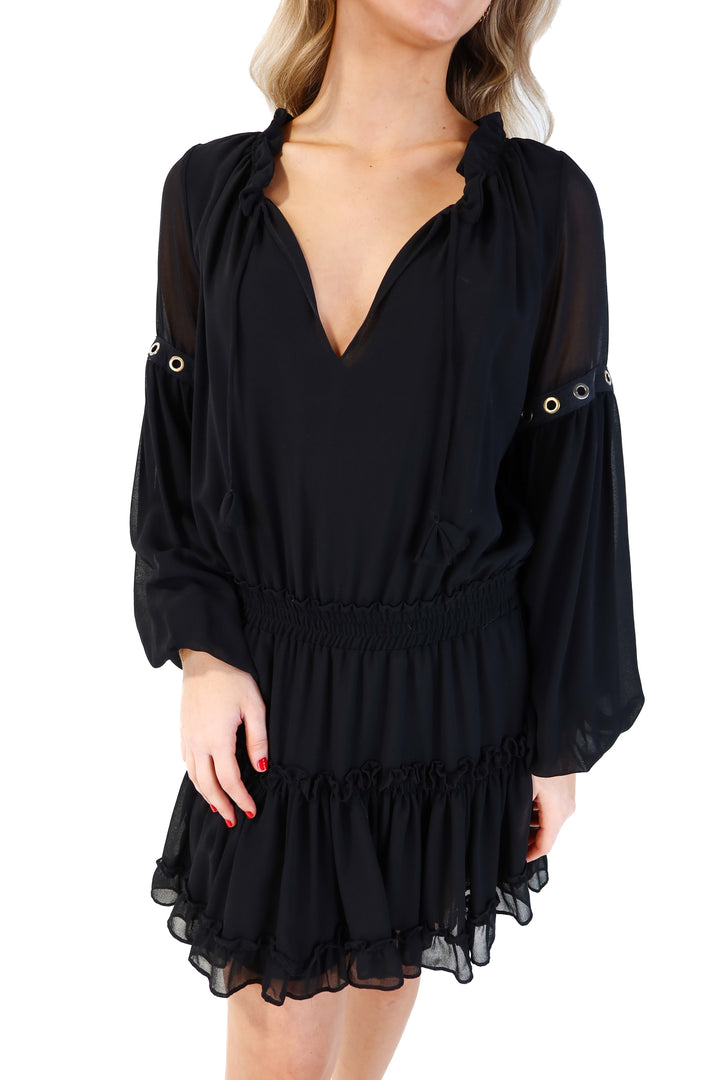 MISA black ruffle dress (s; retails for $370)