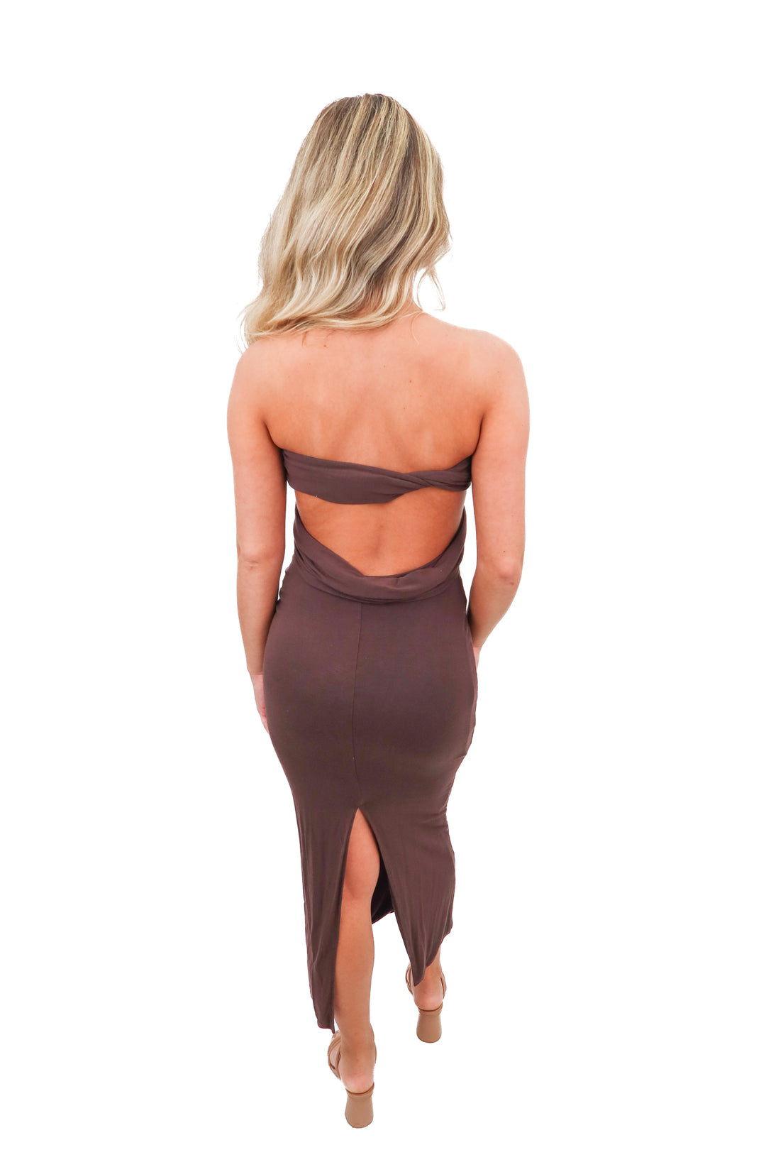Roari brown jersey maxi dress (XXS)