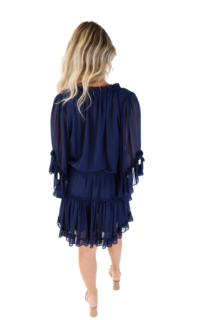 MISA blue ruffle dress (s; retails for $345)