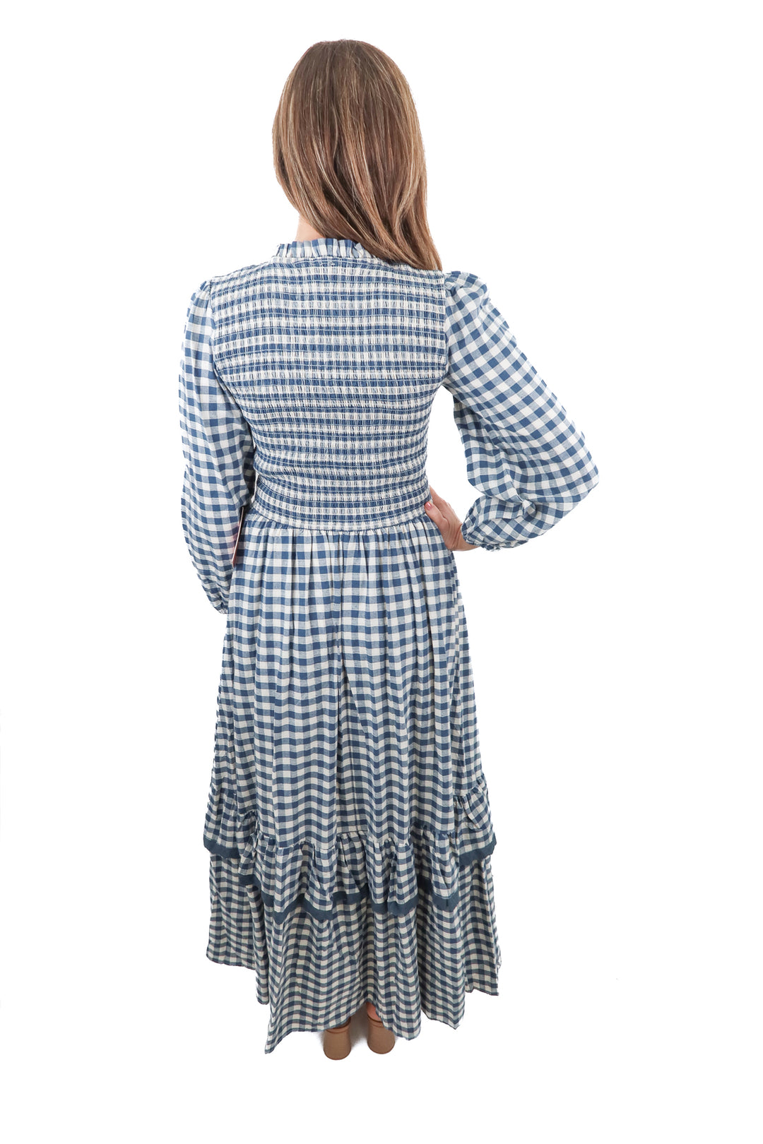 ivy city blue gingham maxi dress NWT (s; retail $148)