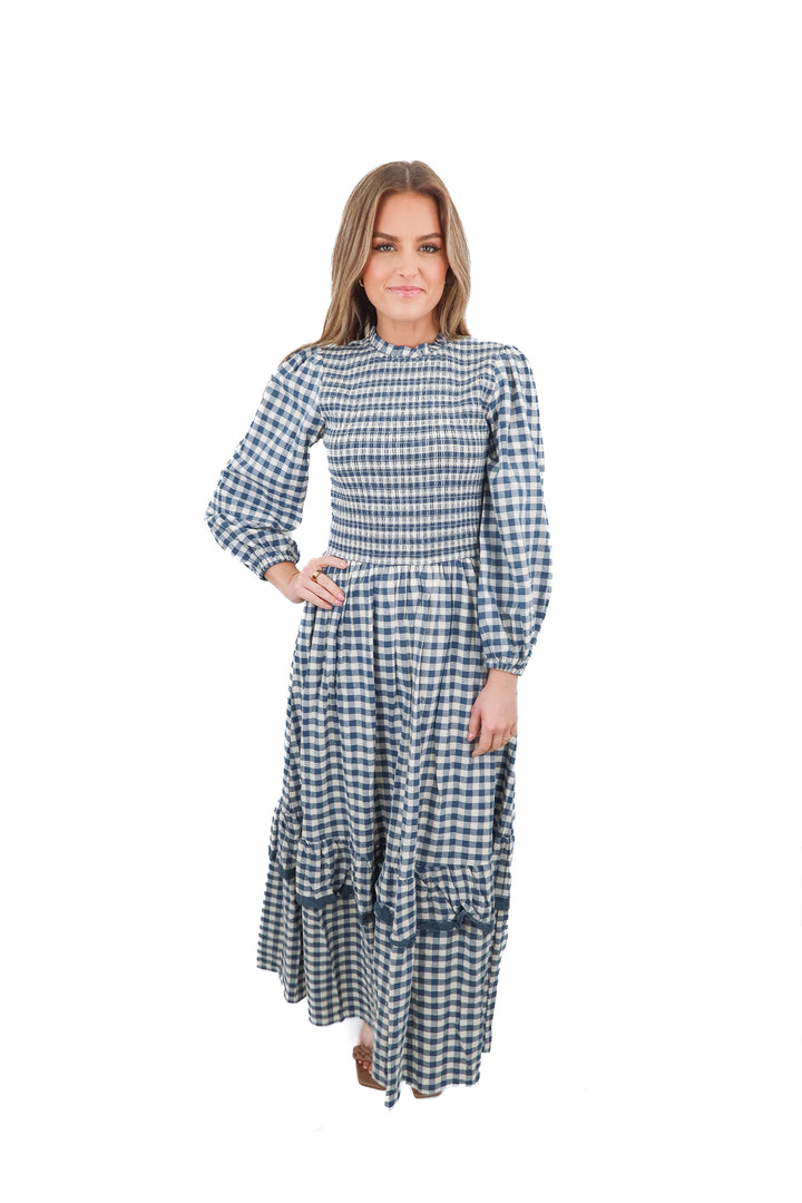 ivy city blue gingham maxi dress NWT (s; retail $148)