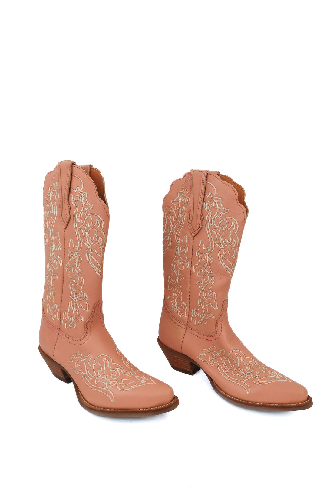Dingo light pink leather floral cowboy boots (7; retail $179) NWT