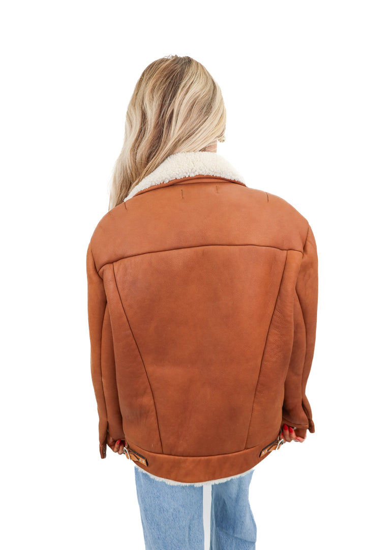 Rag and Bone tan leather bomber (S; retail $895)