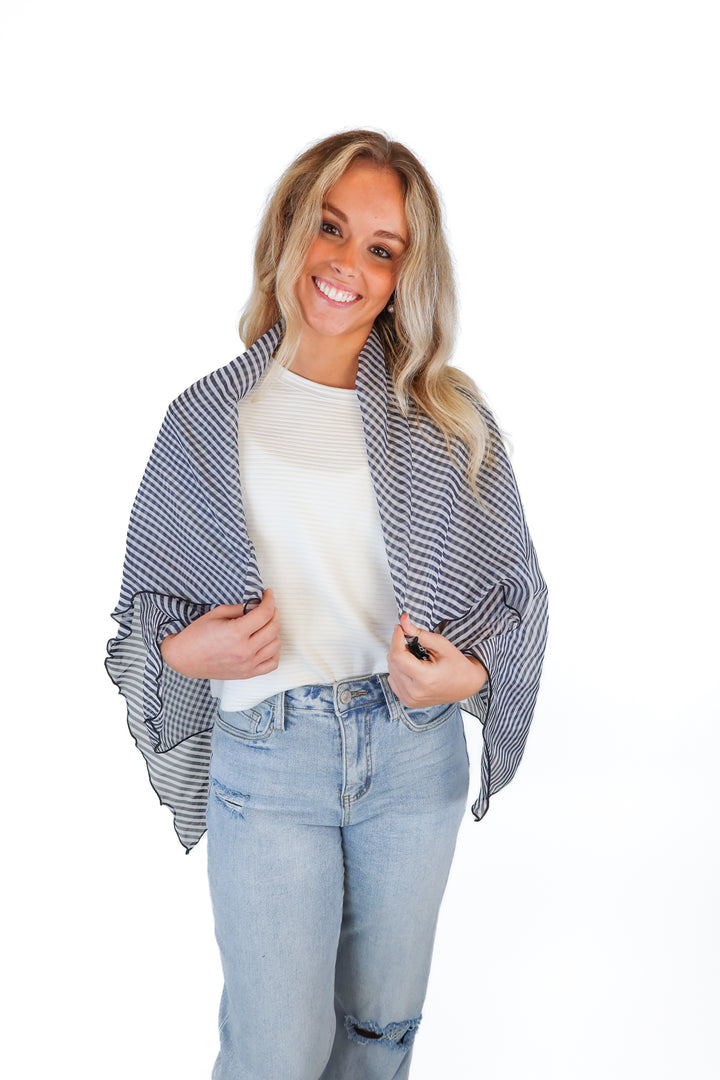 Boohoo Black & White Stripe Rectangular Scarf/Wrap