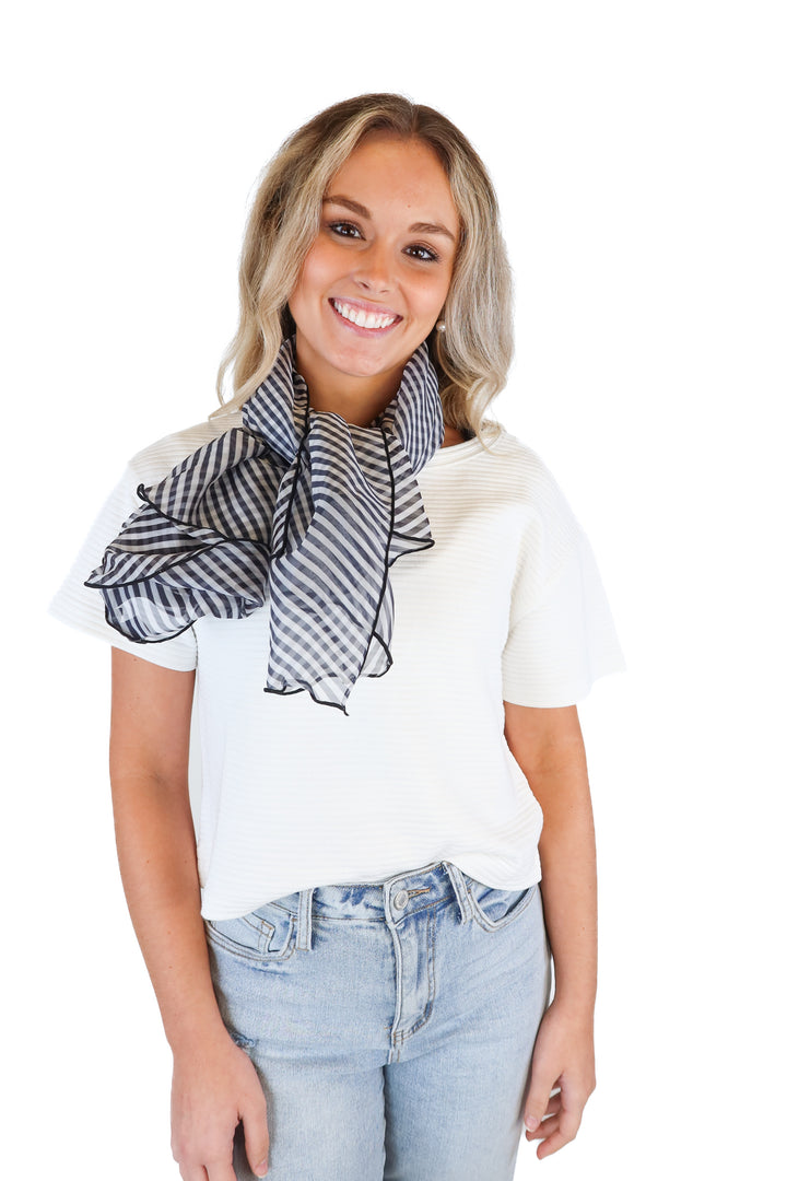 Boohoo Black & White Stripe Rectangular Scarf/Wrap