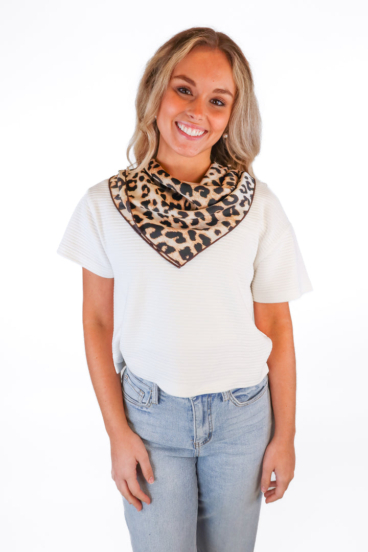 Leopard Print Square Scarf/Bandana