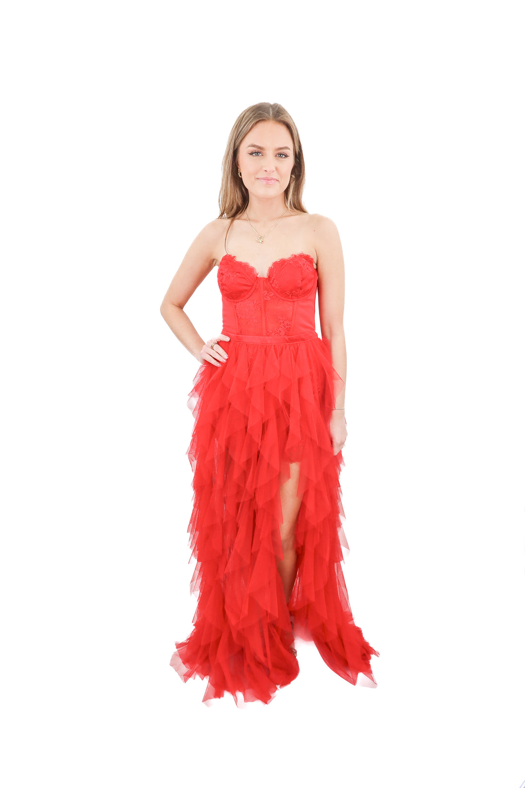 AUCTION for love and lemons red bustier gown (m)- ends 11/11 at 8pm CT