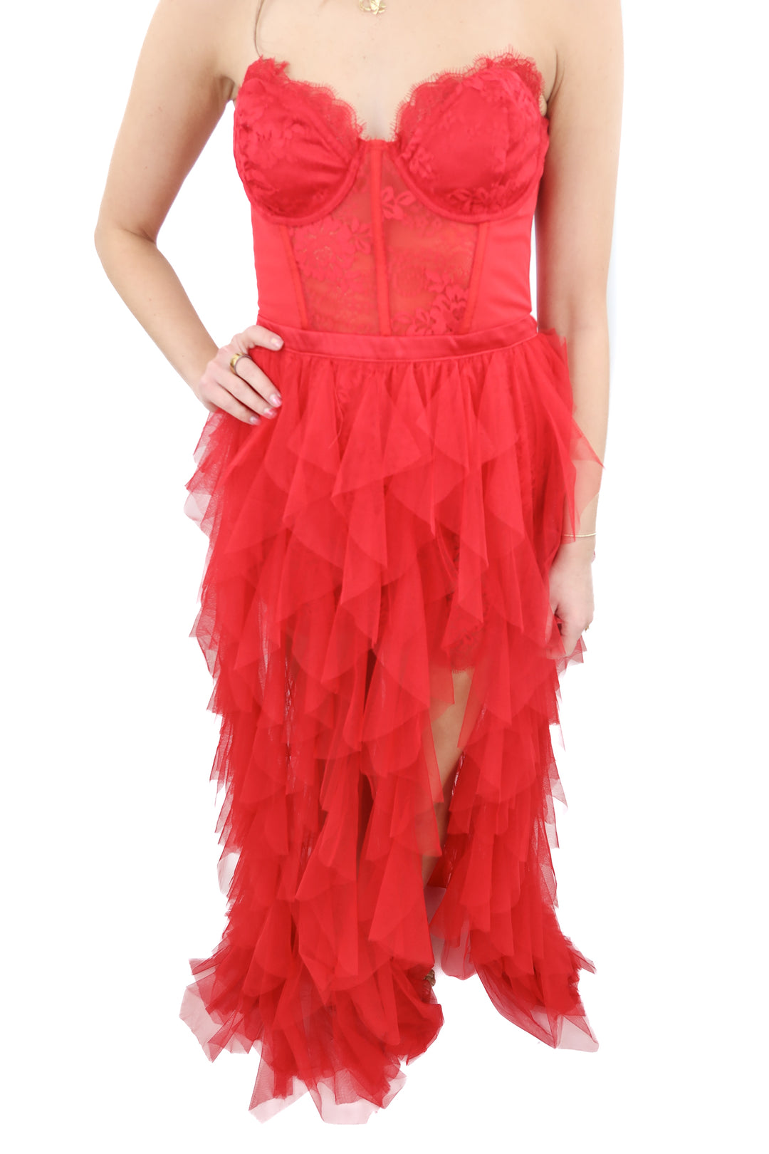 AUCTION for love and lemons red bustier gown (m)- ends 11/11 at 8pm CT