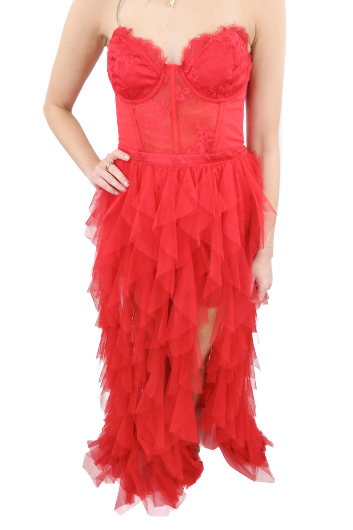 AUCTION for love and lemons red bustier gown (m)- ends 11/11 at 8pm CT