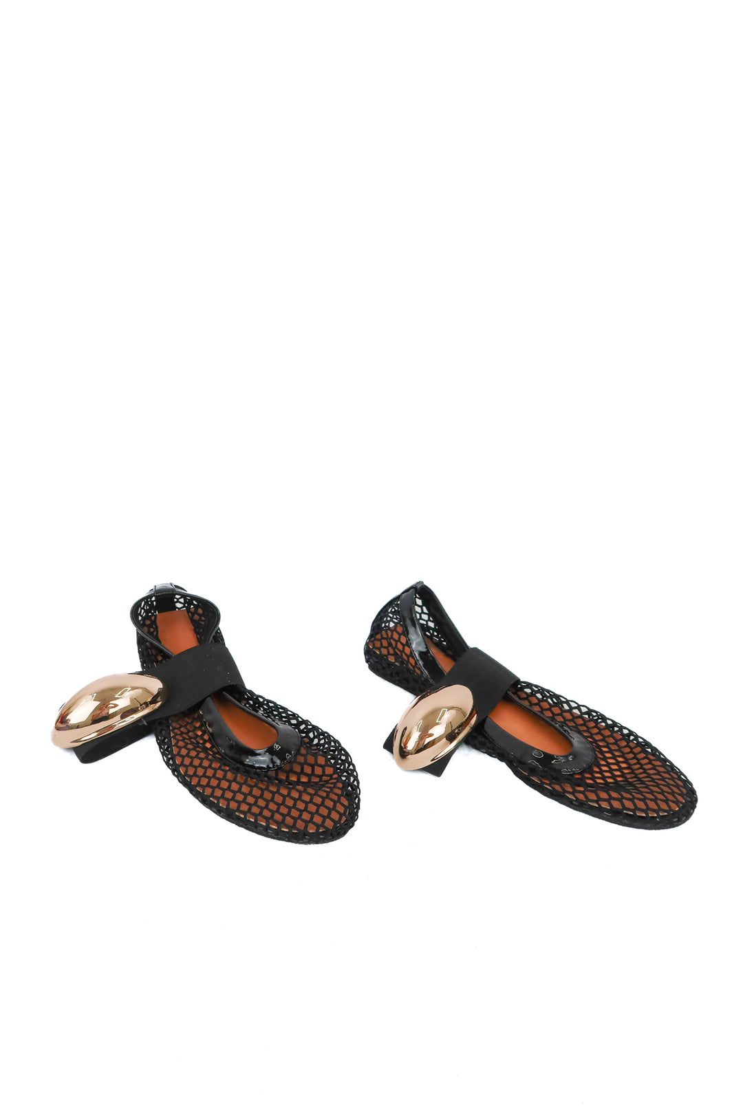 Black mesh/gold flats (7)