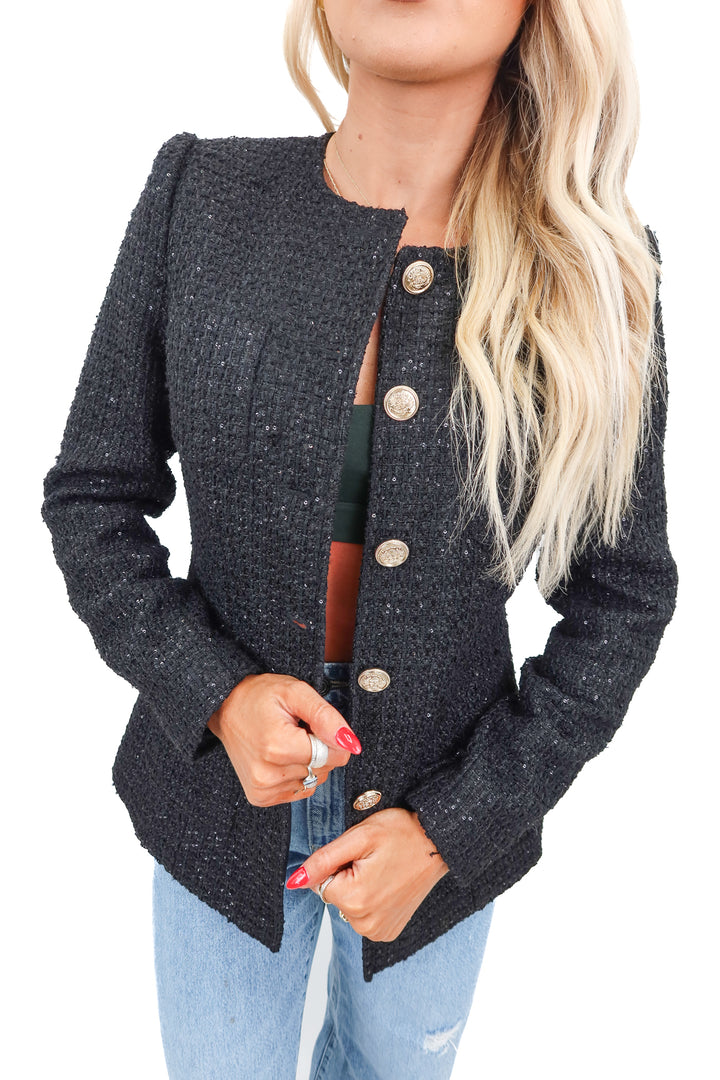 CAMI NYC black tweed jacket (XS)