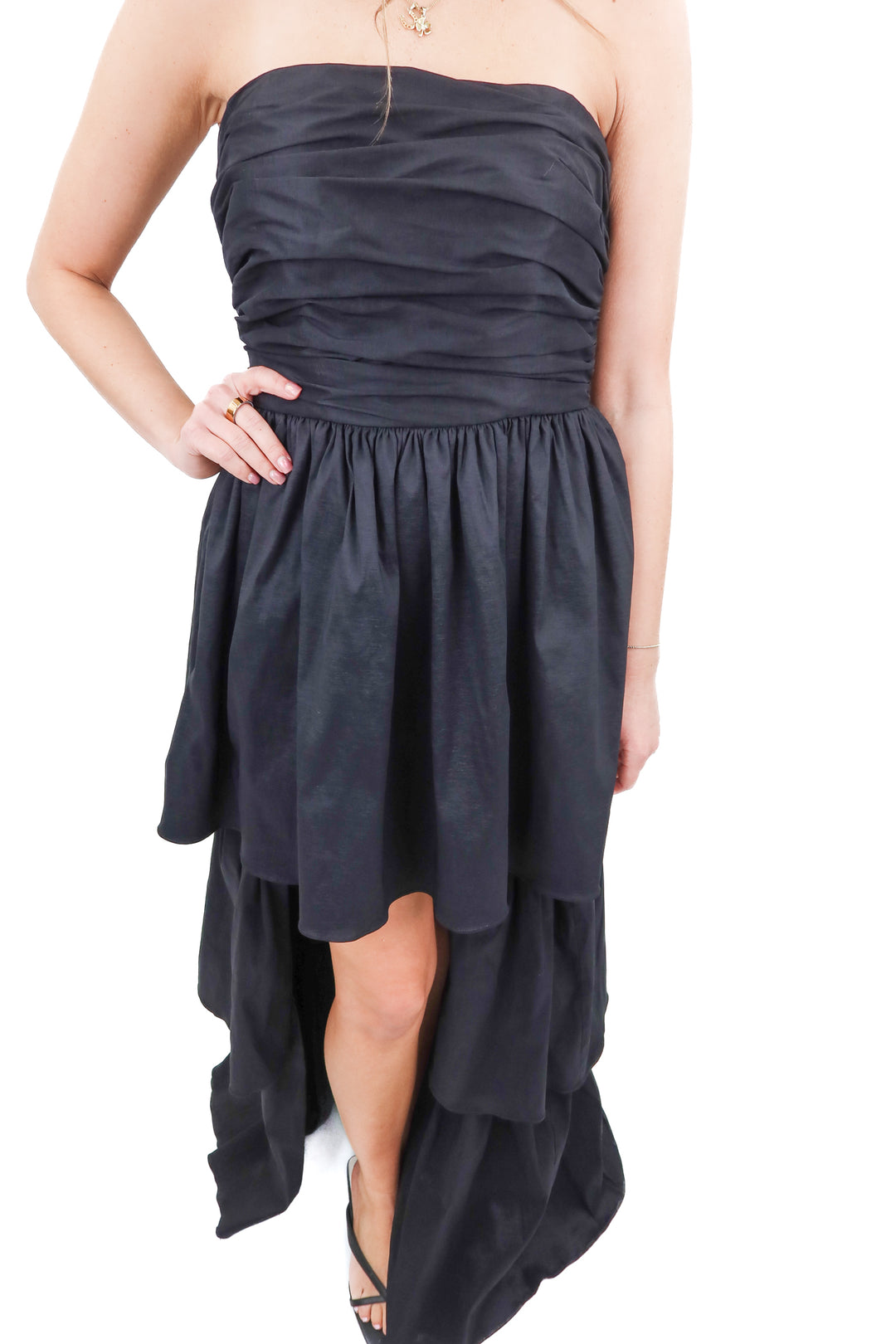 lovers and friends black layered maxi dress (m; retail $298)