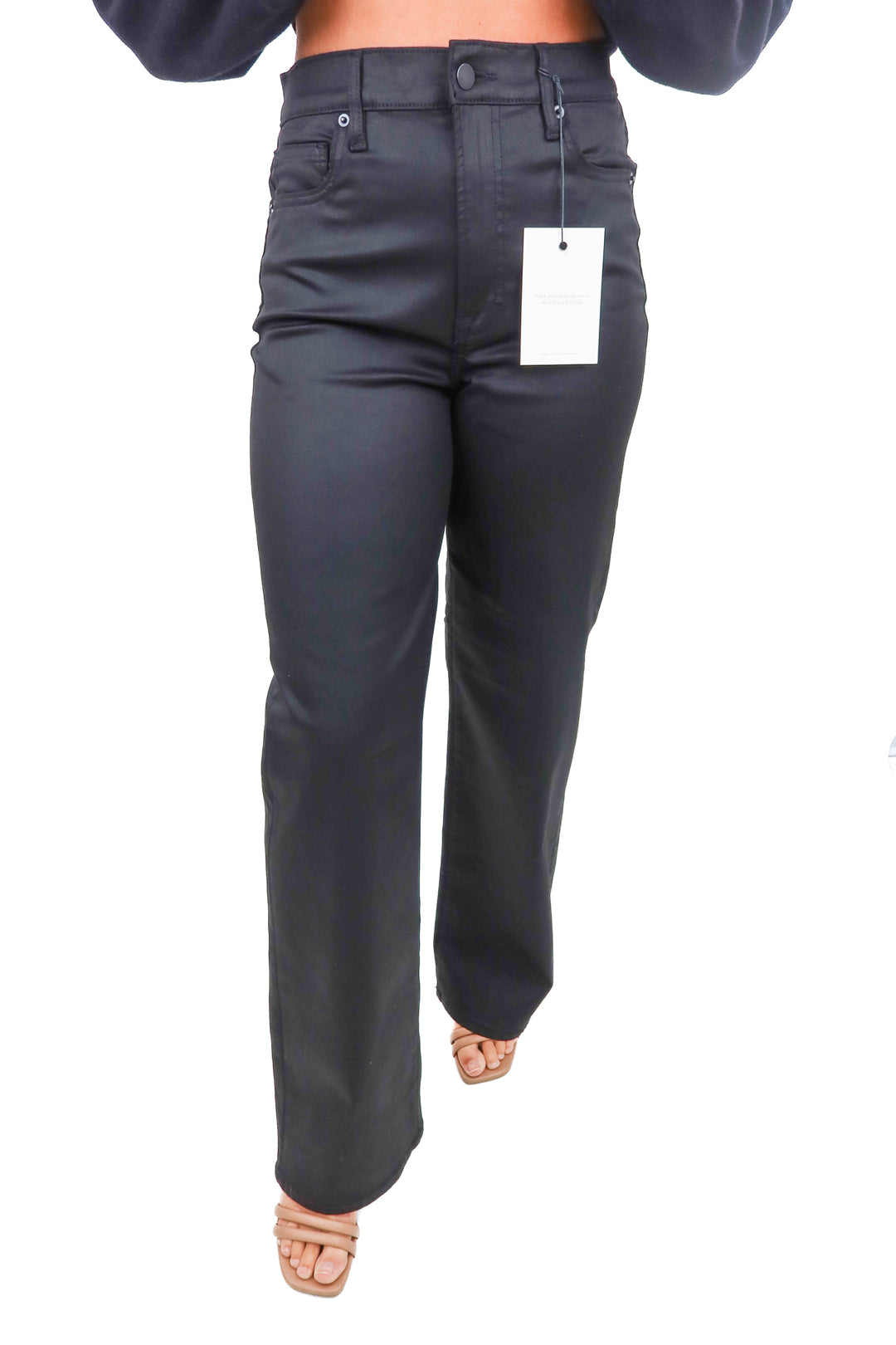 vici black vegan leather wide leg pants NWT (27; retai $74)