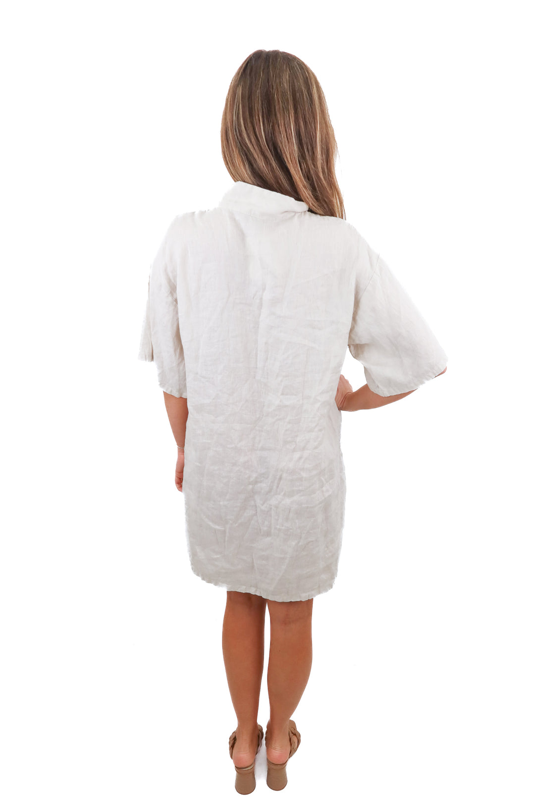 h&m taupe shift dress (S)