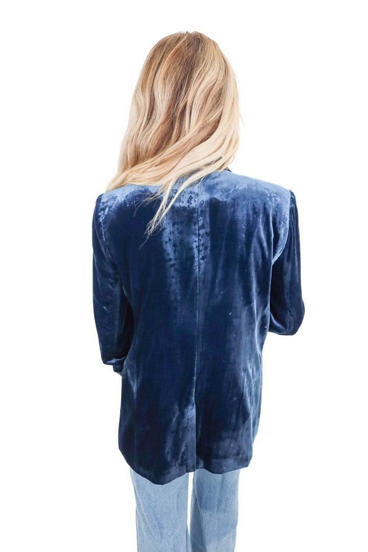 Free people crushed velvet blue blazer (S)
