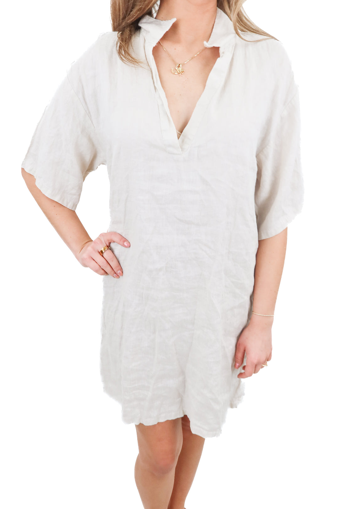 h&m taupe shift dress (S)