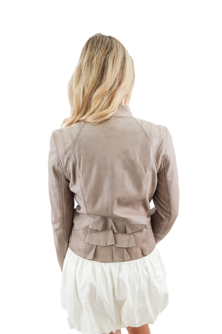 hinge taupe leather jacket (s)