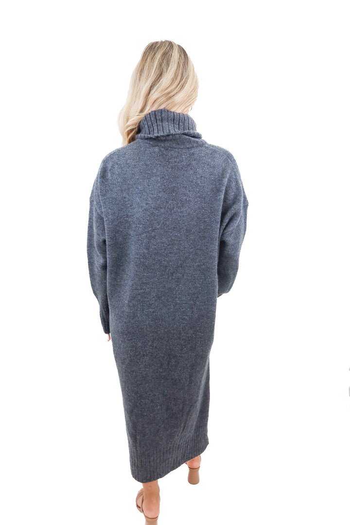 anthropologie grey turtleneck sweater dress (s)